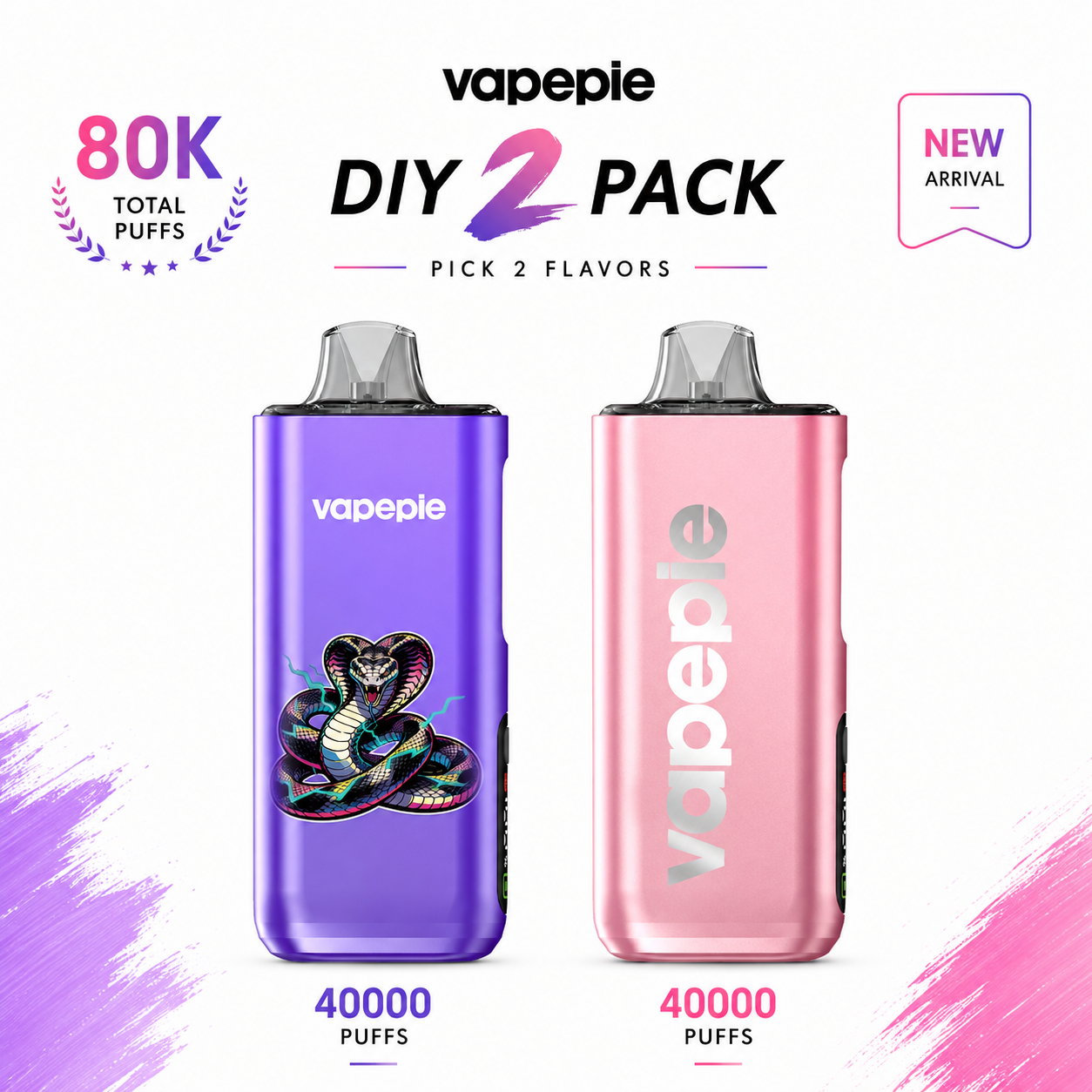 🔮DIY 2 PACK☛PICK 2 FLAVORS VAPEPIE 40000 PRO+40000 MAX