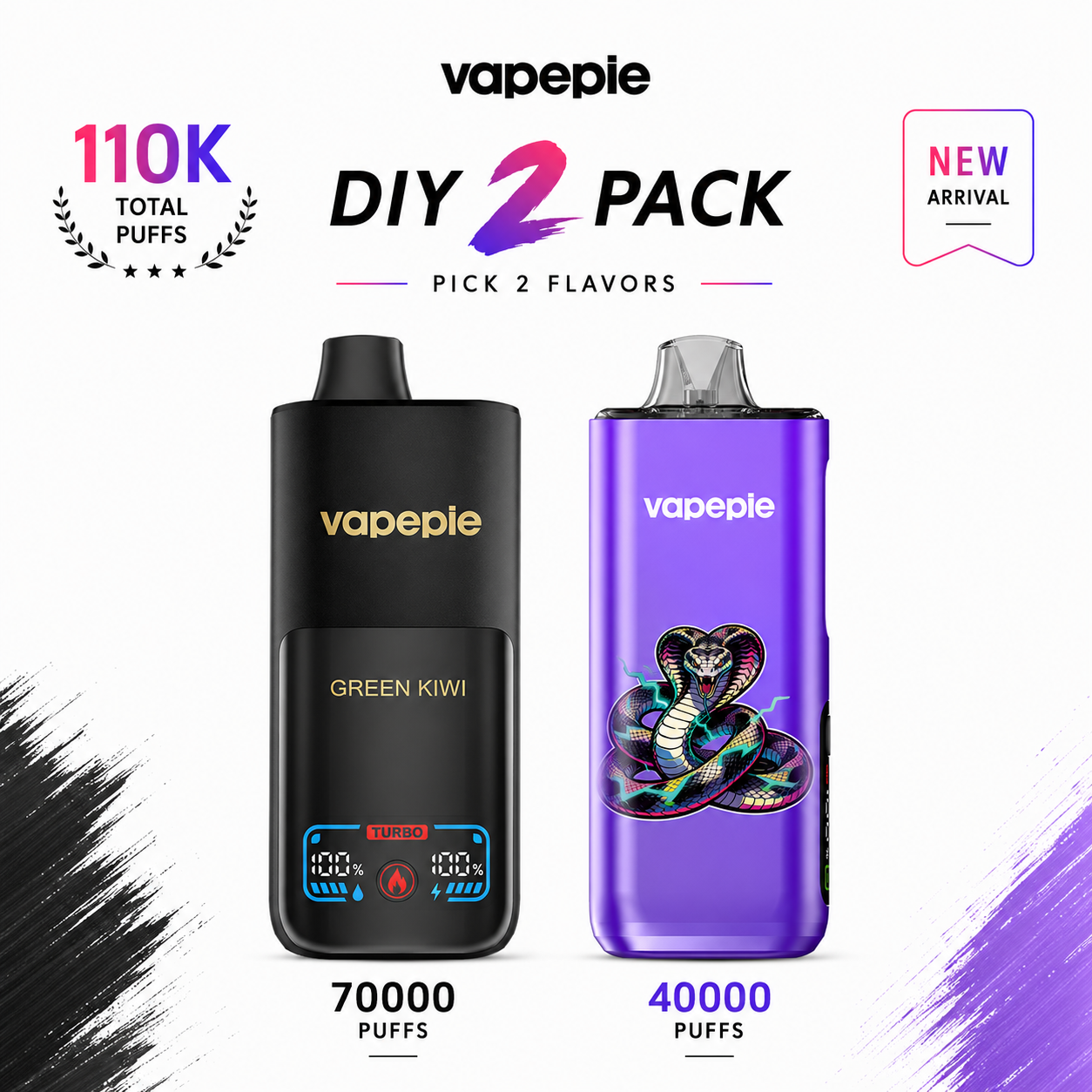 🔮DIY 2 PACK☛PICK 2 FLAVORS VAPEPIE 70000+40000 PRO