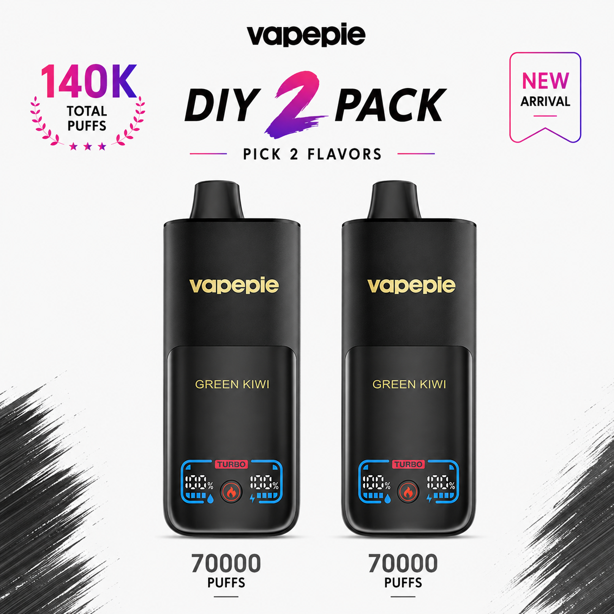 🔮DIY 2 PACK☛PICK 2 FLAVORS VAPEPIE 70000+70000
